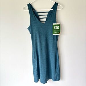 Toad&Co Tech Tomboy Tank Mini Dress Deep Teal Blue Athletic Activewear Outdoor